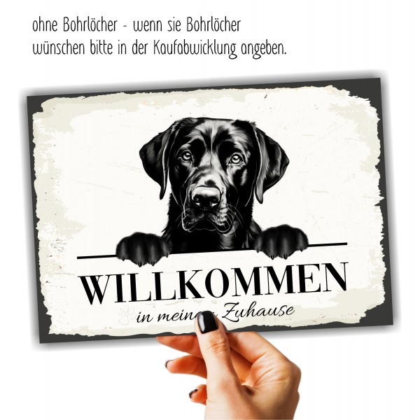 Hundeschild Willkommen Zuhause Labrador Labby Schild Achtung Spruch