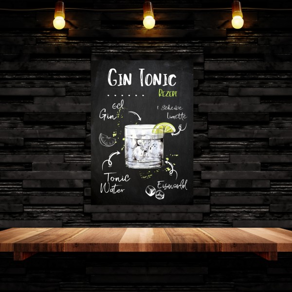 Gin Tonic Rezept Schild für deinen Partykeller Türschild Warnschild Privatgrundstück lustiges Spaß Schild happy Design by Siviwonder