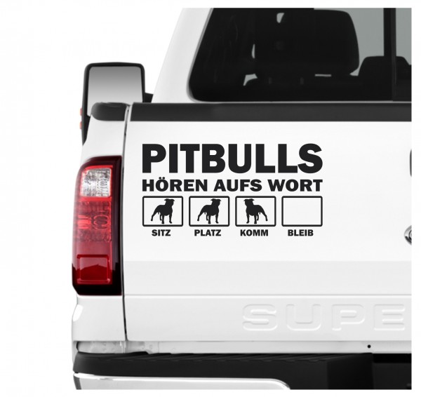 Pitbull Bully Terrier Pit Hört aufs Wort Hunde Aufkleber Sticker Autoaufkleber Wandtattoo Tattoo