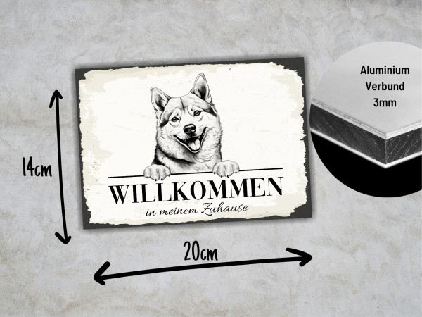 Hundeschild Willkommen Zuhause Shiba Inu Japan Schild Achtung Spruch Türschild