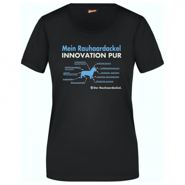 Rauhaardackel Damen T-Shirt Innovation Hundemotiv Teckel Dachshund Rauhhaar Schwarz