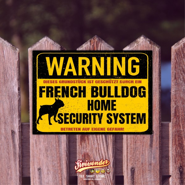 French Bulldog Schild Warning Security System Türschild Hundeschild Warnschild Schild Hund