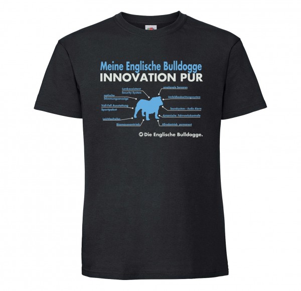 Englische Bulldogge Innovation Unisex T-Shirt Hundemotiv Schwarz