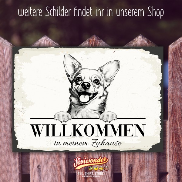 Hundeschild Willkommen Zuhause Chihuahua Schild Achtung Spruch Türschild
