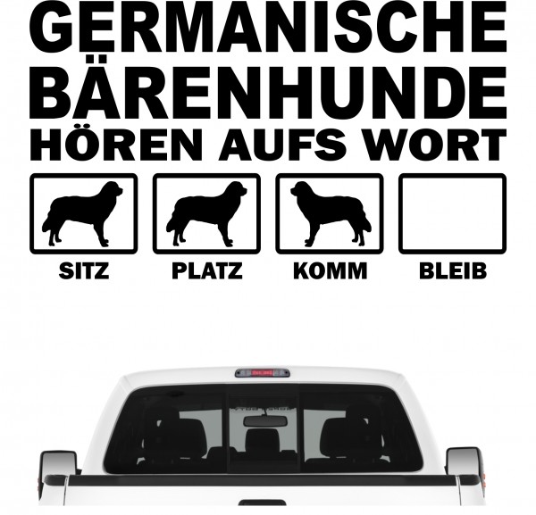 Germanischer Bärenhund Karelischer Bär Hört aufs Wort Hunde Aufkleber Sticker Autoaufkleber Wandtattoo Tattoo