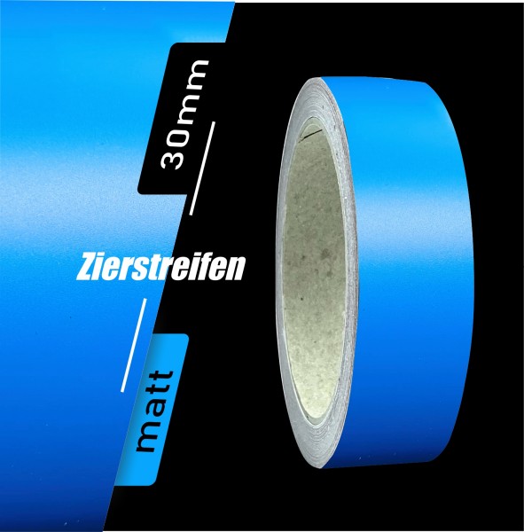 Zierstreifen Matt azurblau azur blau hellblau 30mm in in 10 m Länge für Auto Boot Klebeband Dekorstreifen Tuningstreifen Autofolie Siviwonder