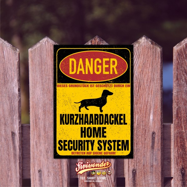 Kurzhaardackel Dackel Teckel Dachshund Kurzhaar Dog Türschild Danger Security System Warnschild Hund Schilder Hundeschild