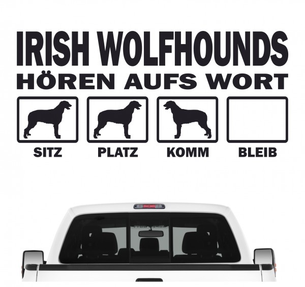 Irish Wolfhound Wolfhund Wolf Hört aufs Wort Hunde Aufkleber Sticker Autoaufkleber Wandtattoo Tattoo
