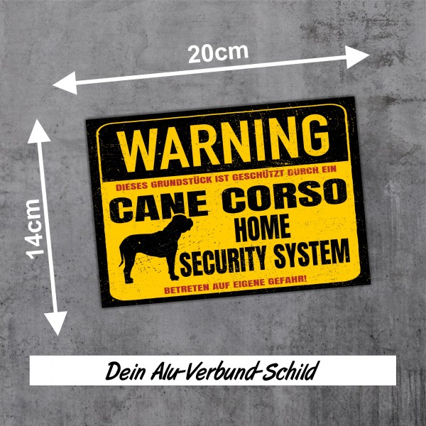 Cane Corso Italiano Dog Schild Warning Security System Türschild Hundeschild Warnschild Warnung