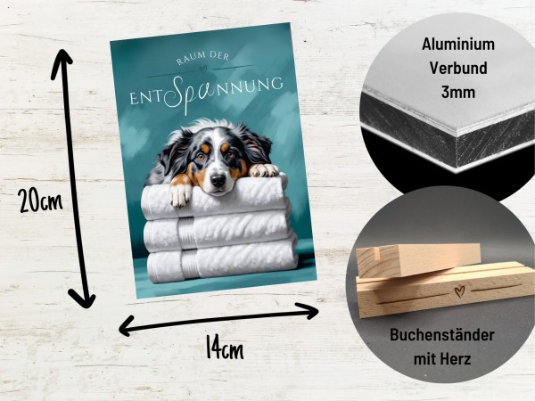 Hundeschild Deko Badezimmer Wellness Australian Shepherd Schild