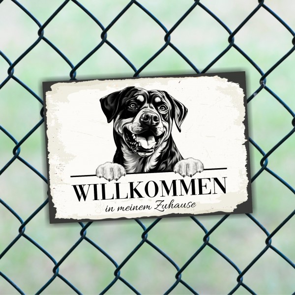 Hundeschild Willkommen Zuhause Rottweiler Rottie Schild Achtung Spruch