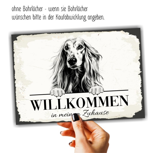 Hundeschild Willkommen Zuhause Afghane Schild Achtung