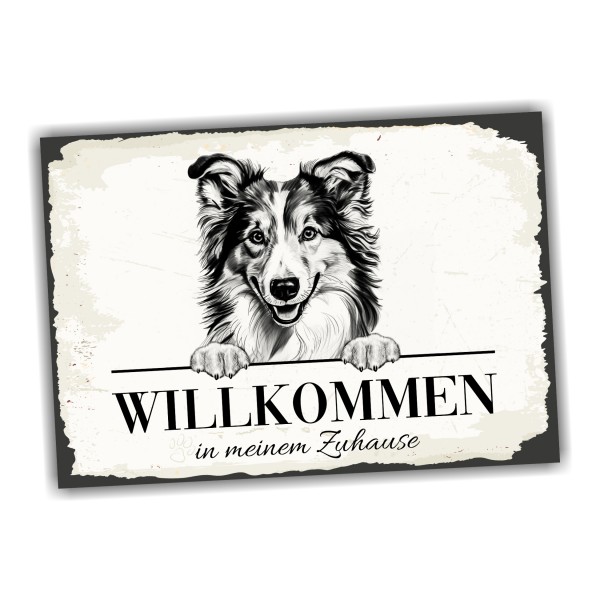 Hundeschild Willkommen Zuhause Sheltie Shetland Sheepdog Schild Achtung