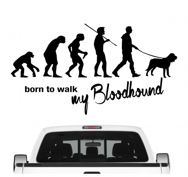 Bloodhound Bluthund St. Hubert Hund Evolution Born to Walk Hunde Aufkleber Sticker Autoaufkleber Wandtattoo Tattoo