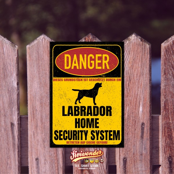 Labrador Labby Retriever Lab Labbie Dog Türschild Danger Security System Warnschild Hund Schilder Hundeschild
