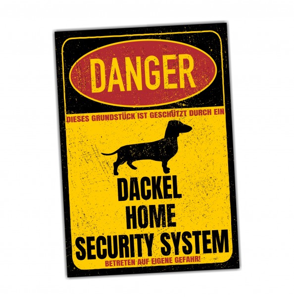 Dackel Teckel Dachshund Wiener Dog Dog Türschild Danger Security System Warnschild Hund Schilder Hundeschild happy Design by Siviwonder