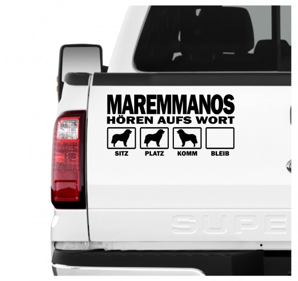 Maremmano Hört aufs Wort Hunde Aufkleber Sticker Autoaufkleber Wandtattoo Tattoo