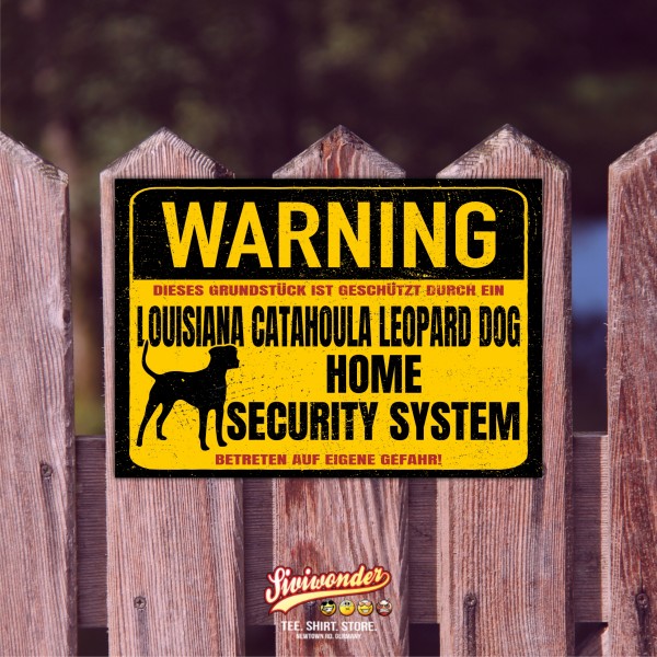 Louisiana Catahoula Schild Warning Security System Türschild Hundeschild Warnschild Hund