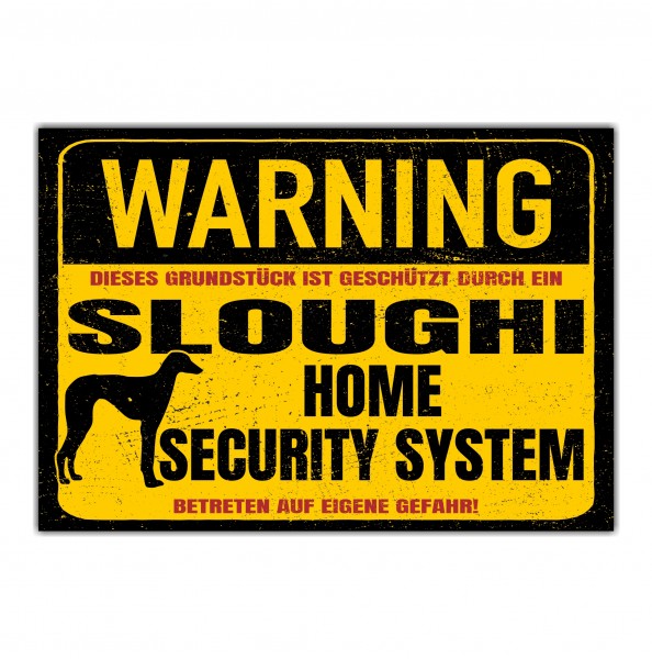 Schild Sloughi Windhund Warning Security System Türschild Hundeschild Warnschild Hund
