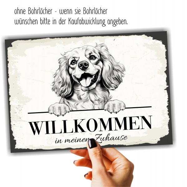 Hundeschild Willkommen Zuhause Cavalier King Charles Spaniel Schild Achtung