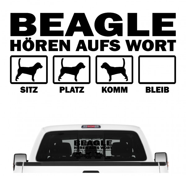 Beagle English Beagel Dog Hört aufs Wort Hunde Aufkleber Sticker Autoaufkleber