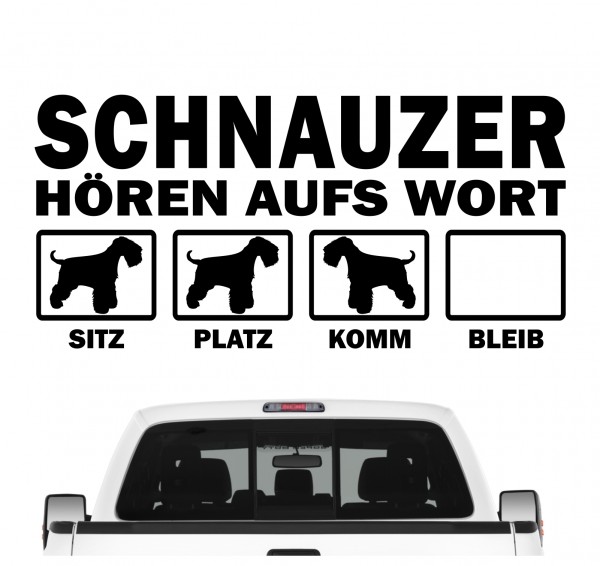 Schnauzer Mittelschnauzer Zwergschnauzer Mittel Zwerg Hört aufs Wort Hunde Aufkleber Sticker Autoaufkleber Wandtattoo Tattoo