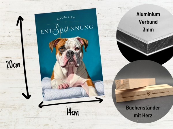 Hundeschild Deko Badezimmer Wellness Bulldog Schild Spruch