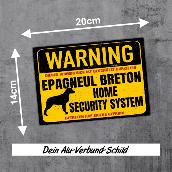 Epagneul Breton Dog Schild Warning Security System Türschild Hundeschild Warnschild