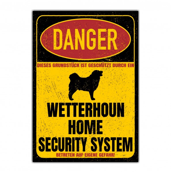 Wetterhoun Wetterhond Friesischer Wasserhund Danger Security System Warnschild Hund Schilder Hundeschild