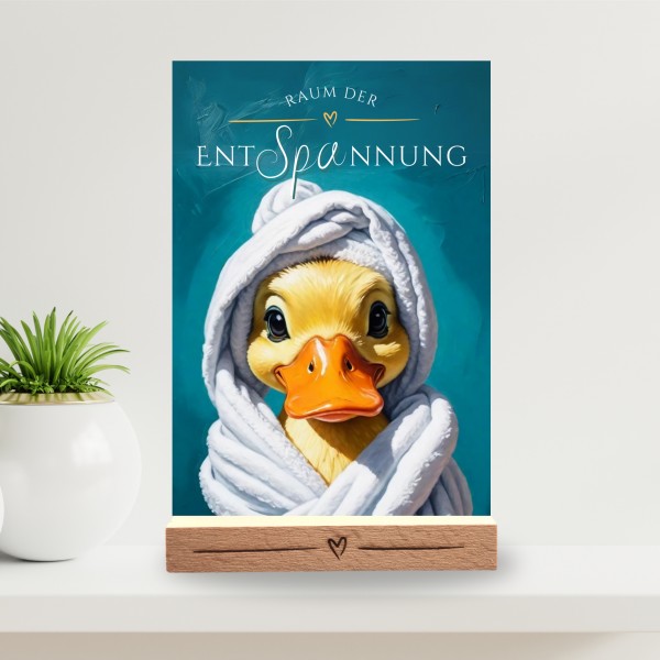 Ente Enten Schild Wellness Handtuch Entspannung Schild Spruch