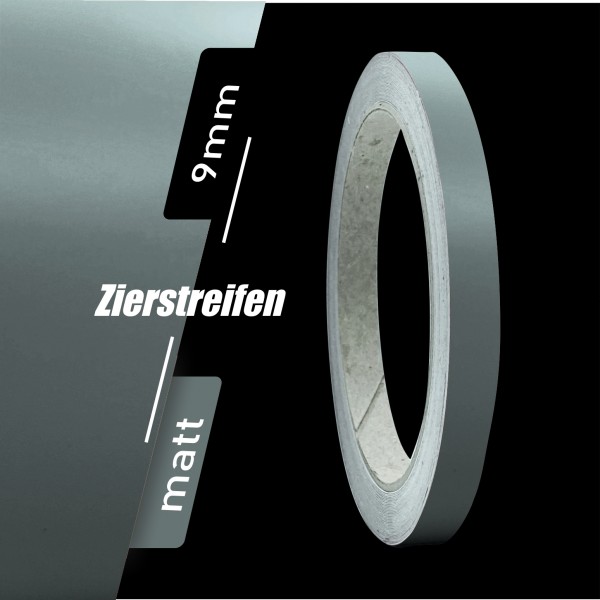 Zierstreifen Matt grau - dunkelgrau grey 9mm in in 10 m Länge für Auto Boot Klebeband Dekorstreifen Tuningstreifen Autofolie Siviwonder