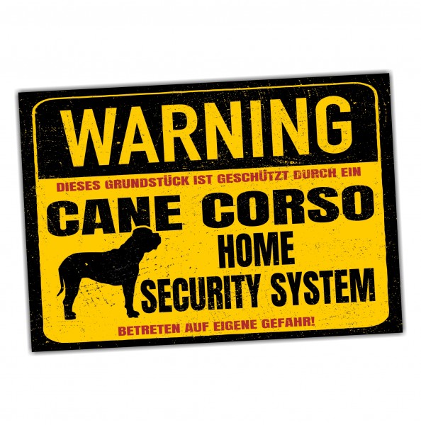 Cane Corso Italiano Dog Schild Warning Security System Türschild Hundeschild Warnschild Warnung