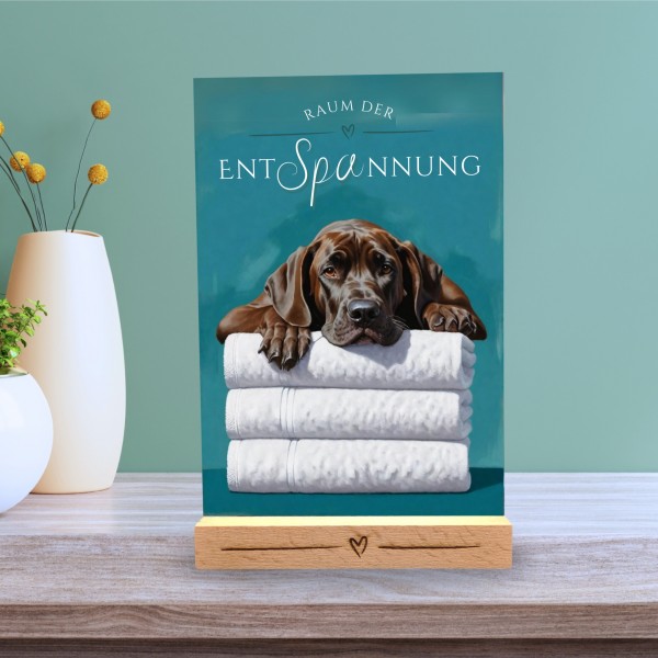 Hundeschild Deko Badezimmer Wellness Dogge deutsche Schild Spruch