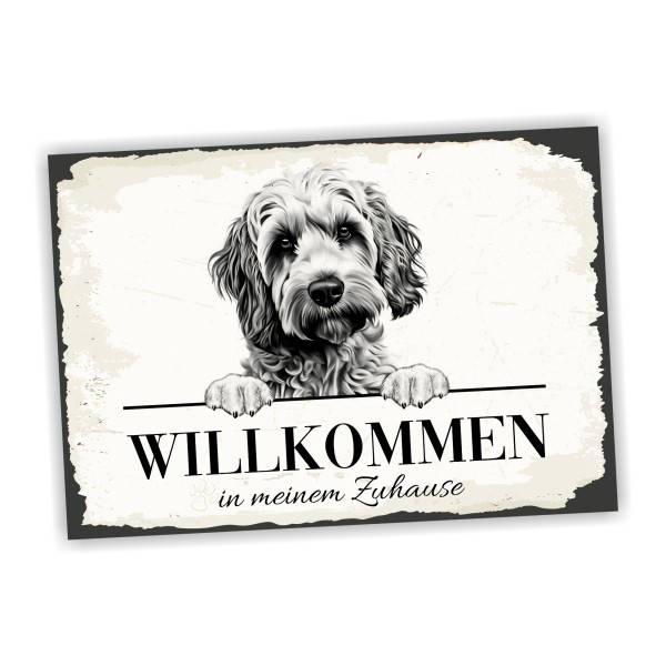 Hundeschild Willkommen Zuhause Cockapoo Schild Achtung Spruch
