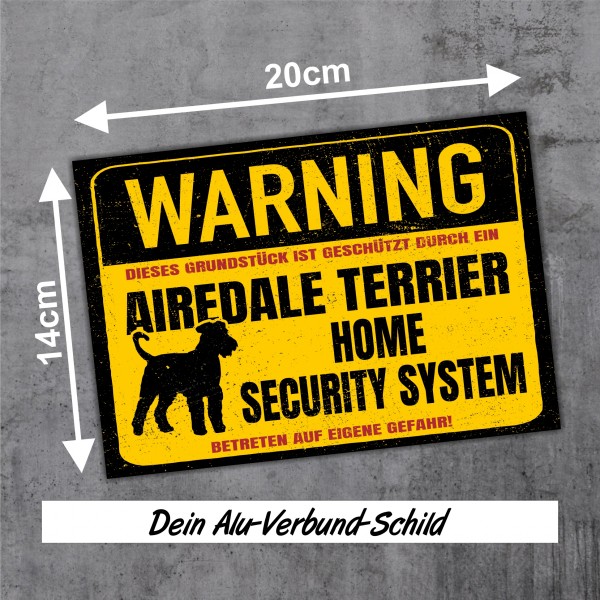 Airedale Terrier Dog Türschild Warning Security System Warnschild Hund Schilder Hundeschild happy Design by Siviwonder