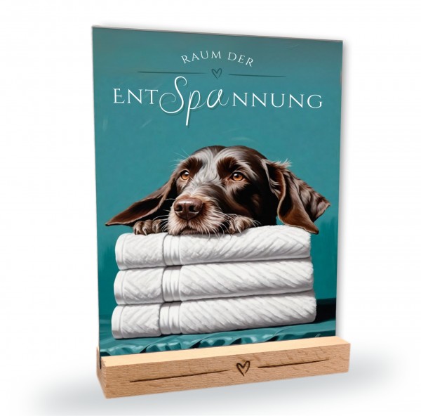 Hundeschild Deko Badezimmer Wellness Deutsch Drahthaar Schild Spruch