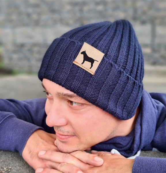 Strickmütze "Bullterrier" Beanie Mütze Urban Witzig Spruch Warm Winter Herbst Farben