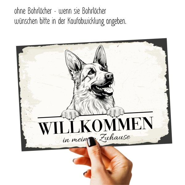 Hundeschild Willkommen Zuhause Deutscher Schäferhund Schild Achtung Spruch