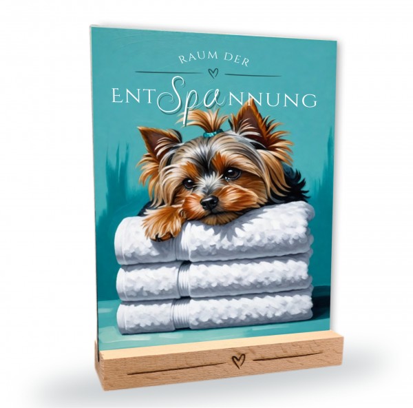 Hundeschild Deko Badezimmer Wellness Yorkshire Terrier Yorkie Schild Spruch