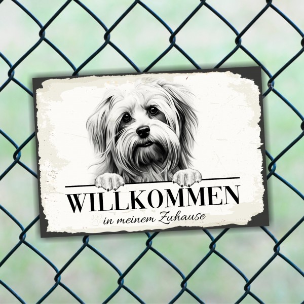 Hundeschild Willkommen Zuhause Löwchen Schild Achtung Spruch