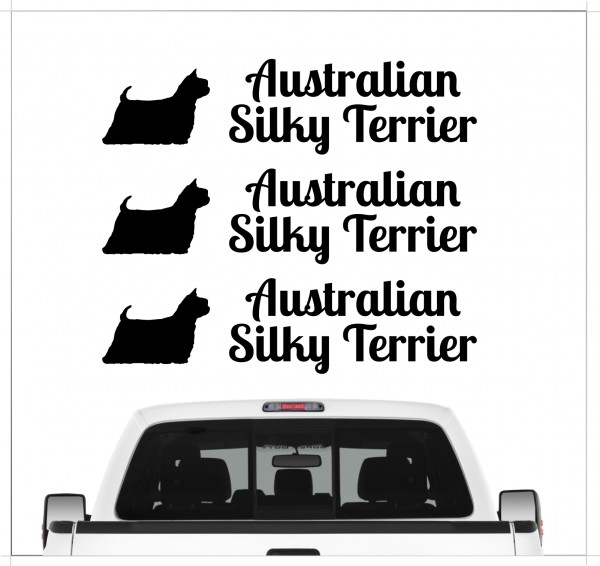 Australian Silky Terrier Dog 3er Set AUTOAUFKLEBER Aufkleber Hunde Hundemotiv by SIVIWONDER