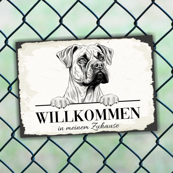 Hundeschild Willkommen Zuhause Boxer deutscher Schild