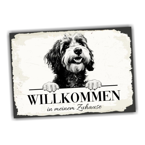 Hundeschild Willkommen Zuhause Portugiesischer Wasserhund Schild Achtung Spruch