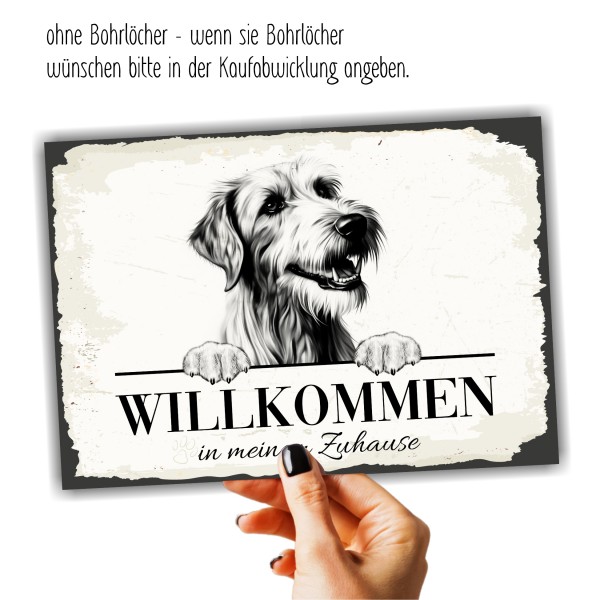 Hundeschild Willkommen Zuhause Irish Wolfhound Schild Achtung Spruch
