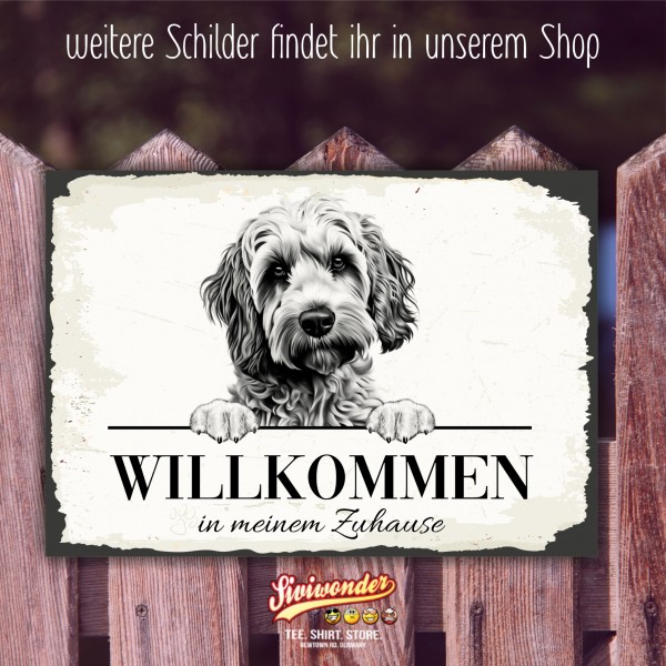 Hundeschild Willkommen Zuhause Cockapoo Schild Achtung Spruch