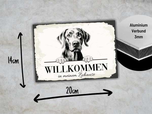 Hundeschild Willkommen Zuhause Weimaraner Weim Schild Achtung Spruch Türschild