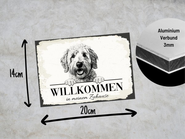 Hundeschild Willkommen Zuhause Goldendoodle Doodle Schild Achtung Spruch Türschild