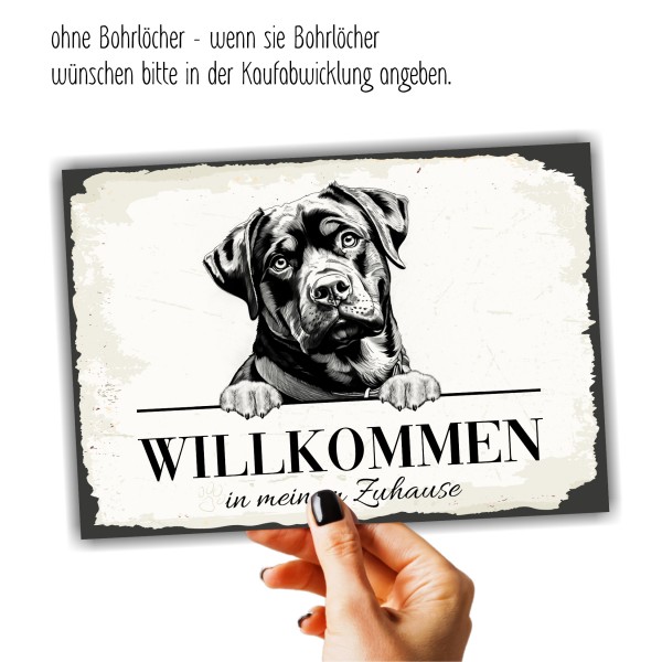 Hundeschild Willkommen Zuhause Rottweiler Rottie Schild Achtung Spruch