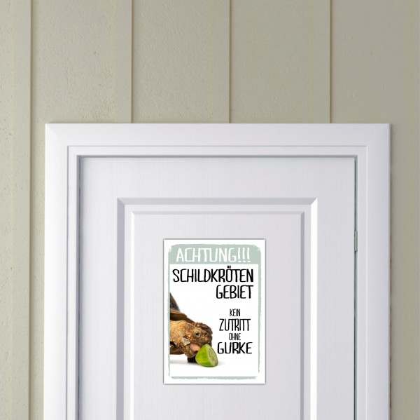 Schildkröte Gebiet Kein Zutritt ohne Möhrchen Türschild Warnschild Spruch Schild happy Design by Siviwonder