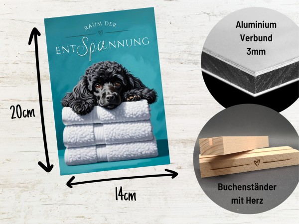 Hundeschild Deko Badezimmer Wellness Pudel Poodle Schild Spruch
